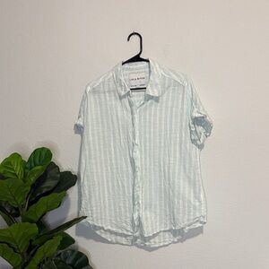 Lola River Light blue Striped Button-Up Shirt Large